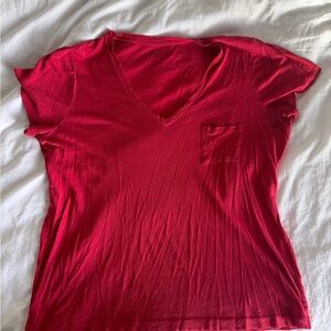 Madewell V-Neck Red Short Sleeve Tee